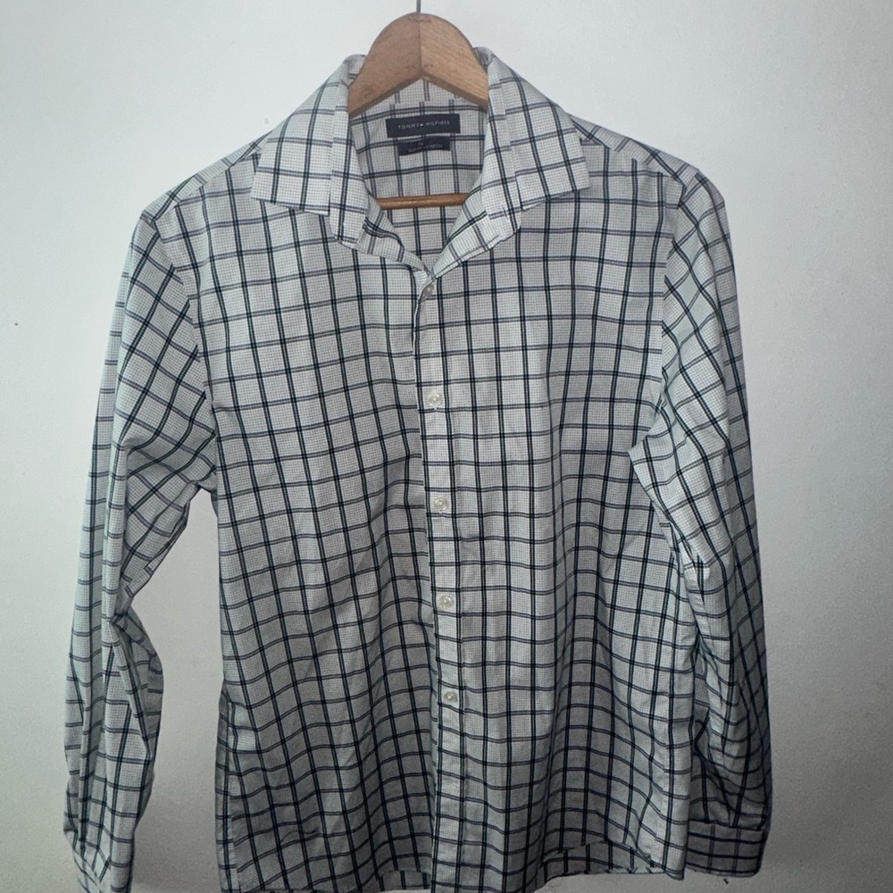 Tommy Hilfiger Black and White Plaid Shirt